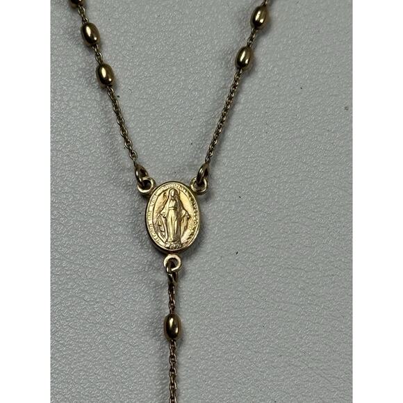 Dyadema Italy Vermeil Sterling Silver Dainty Rosary Cross Necklace 18" - Picture 6 of 12